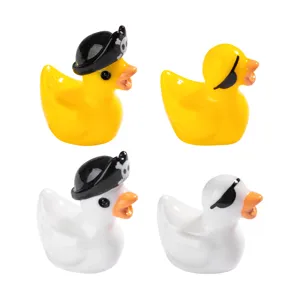 Cartoon Resin Pirate Little Yellow Duck Miniature Figurine Micro Landscape Beach Sandbox DIY Accessories Desktop Ornament
