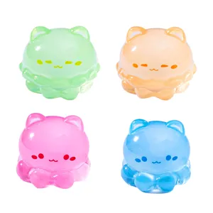 Figurines Miniatures Lumineuses en Résine Chat Méduse Mignon Animal Dessin Animé Aquarium Micro Paysage Ornements Table Maison Décoration Accessoires