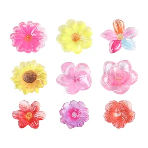 Mini Resin Flower Charms Flatback Daisy Lotus Cabochons DIY Phone Case Decor Hair Clips Miniature Ornaments Craft Accessories