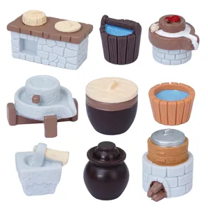 Miniature Résine Ustensiles de Cuisine Champêtres Poêle Moulin en Pierre Maison de Poupée DIY Accessoires Décoratifs Micro Paysage Artisanat Ornements
