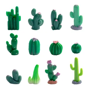 Mini Figurines de Cactus en Résine Plantes Succulentes Artificielles Micro-paysage Décor DIY Accessoires de Terrarium Ornements Miniatures
