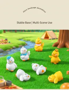 Mini figurines de canards jaunes et blancs pour microlpaysage, déco de jardin et tableau de bord.