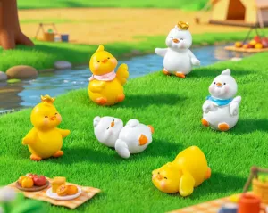 Figurines miniatures de canards jaunes blancs mignons pour jardin paysager DIY déco bureau.