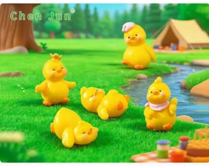 Figurines miniatures de canards jaunes en résine pour micro-paysage de jardin et déco de bureau.