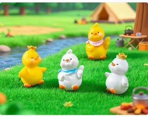 Figurines de canards jaunes et blancs mignons pour micro paysage voiture bureau jardin DIY