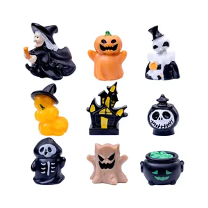 Mini Figurines en Résine d'Halloween Ornements Dessin Animé Sorcière Fantôme Faucheur Citrouille Décoration de Bureau