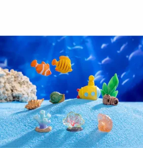 Mini ensemble d'ornements aquarium résine, poisson corail sous-marin micro paysage déco.