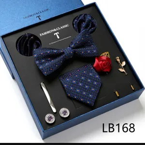 Heren luxe pak accessoires set vlinderdas stropdas pochet manchetknopen geschenkdoos