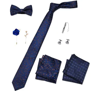 Heren bloemen jacquard stropdas vlinderdas pochet manchetknopen zakelijke pak accessoire set