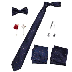 Heren pak das set bloemen jacquard stropdas vlinderdas pochet manchetknopen set mode