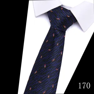 Men's business formal jacquard tie with classic dark blue pattern design for wedding and office wear.