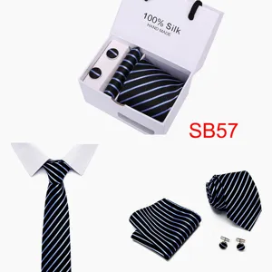 Luxus Herren Seide Krawatte Set formell Geschäft Hochzeit Geschenkbox elegante Streifen.
