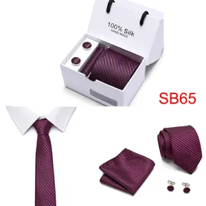 Herren Seide Krawatte Set Business formell Jacquard Krawatte Einstecktuch Manschettenknöpfe