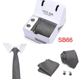 Herren Business Seide Krawatte Geschenkset mit Einstecktuch und Manschettenknöpfen.