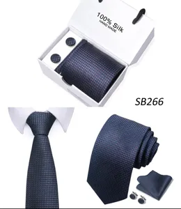 Heren Zijden Das Set Zakelijk Formeel Jacquard Das Manchetknopen Pochet Geschenken