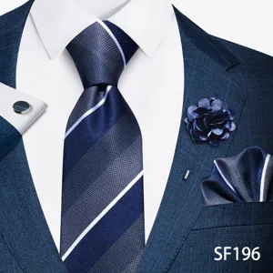 Conjunto de corbata a rayas para hombre caja de regalo accesorio de traje de negocios con pañuelo.