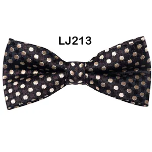 Detailed close-up view of elegant patterned jacquard polyester bow tie for men event wear.