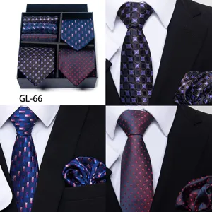Men's jacquard woven necktie and pocket square gift set business formal suit accessory