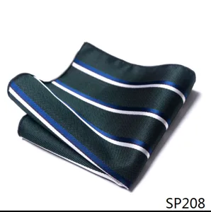 Modieuze heren donkergroen gestreepte pochet zakdoek voor pak en kostuum accessoire.