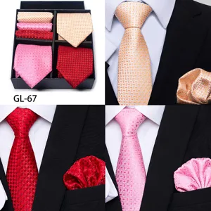 Men's Business Formal Jacquard Tie And Pocket Square Gift Box Set For Wedding Suit