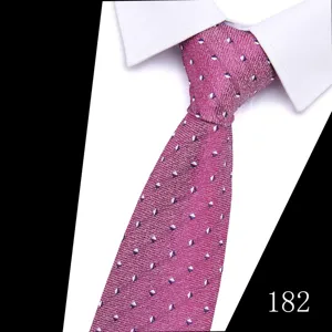 Men's magenta jacquard tie with subtle dot pattern, perfect for business and formal suits.
