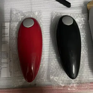 Abridor de latas eléctrico automático juego de cocina funciona con pilas borde liso rojo y negro