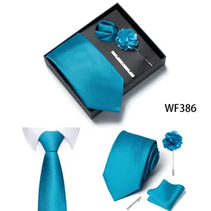 Set cravatta turchese cofanetto regalo con fazzoletto fermacravatta per matrimonio