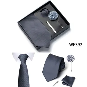 Set regalo cravatta uomo lavoro matrimonio cravatta fazzoletto fiore fermacravatta set