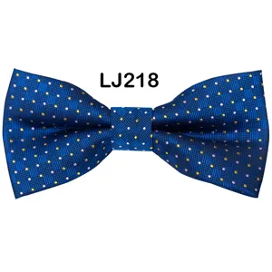 Men's Classic Blue Jacquard Bow Tie Stylish Wedding Party Polyester Neckwear Accessory