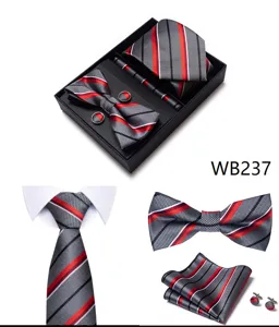 Set corbata hombre boda negocios cuadros jacquard caja regalo novio accesorios elegantes