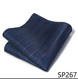 Pañuelo de bolsillo para hombre azul marino con rayas rojas accesorio de boda