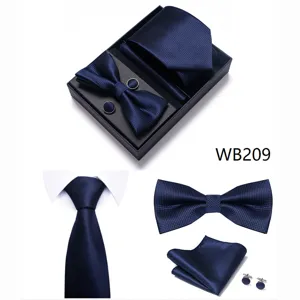 Conjunto de corbata texturizada a cuadros azul oscuro para hombre detalle caja regalo