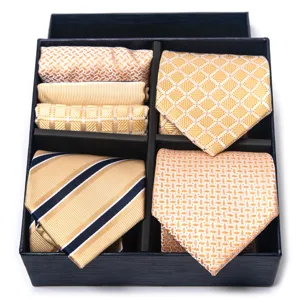 Men's tie gift box set business wedding groom necktie and handkerchief patterned accessories