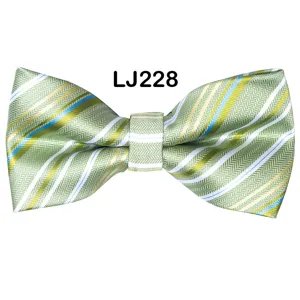 Men's stylish green striped bow tie for business wedding and party events accessory item.