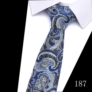 Men's blue paisley jacquard silk tie formal business wedding suit necktie accessory 187