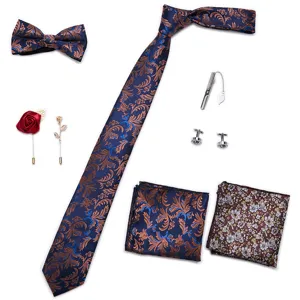Luxe heren bloemen jacquard stropdas pochet vlinderdas manchetknopen formele set trouwen