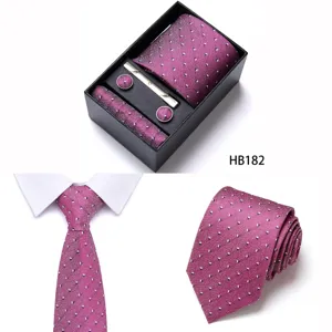 Detail view of purple business jacquard tie set featuring fine dot pattern and exquisite texture.