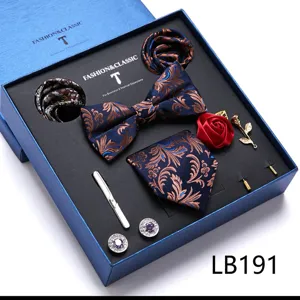 Heren stropdas vlinderdas pochet manchetknopen broche jacquard cadeauset voor huwelijk.
