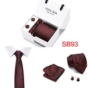 Herren Seide Krawatte Geschenkset Business formal Jacquard Krawatte Manschettenknöpfe