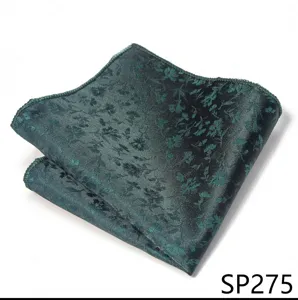 Pañuelo de bolsillo verde oscuro para hombre con elegante diseño floral para bodas y fiestas.
