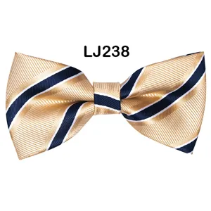 Men's classic striped bowtie business wedding party polyester silk necktie for formal wear