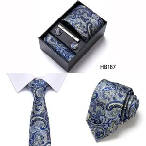 Men business paisley silk jacquard tie set detail view showing exquisite pattern.