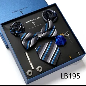 Heren pak stropdas vlinderdas pochet broche manchetknopen cadeau set voor bruiloft.