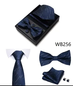 Conjunto regalo corbata hombre boda negocios lujo jacquard corbata pajarita pauelo gemelos