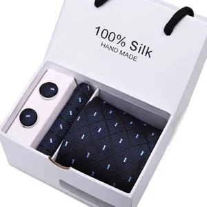 Herren Seide Krawatte Set Geschenke Box formell Business Jacquard Krawatte Manschettenknöpfe