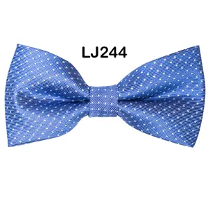Blue polka dot jacquard bow tie detail shot, perfect for business, wedding and party wear.