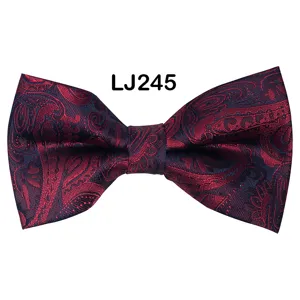 Men's paisley jacquard bow tie, elegant formal wear accessory for wedding party.