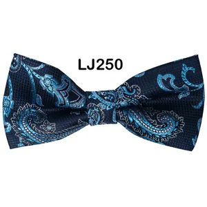 Men's Blue Paisley Jacquard Bow Tie Elegant Wedding Party Formal Wear Accessories