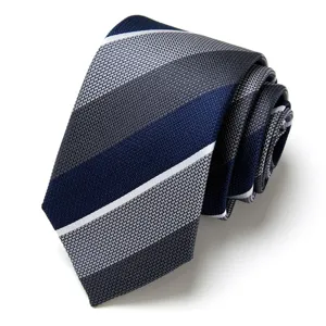 Men's formal striped necktie, classic design detail shot, perfect for business and wedding suits.