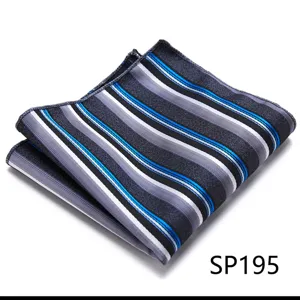 Detailed close-up of a stylish striped men's pocket square, perfect for formal business suits.